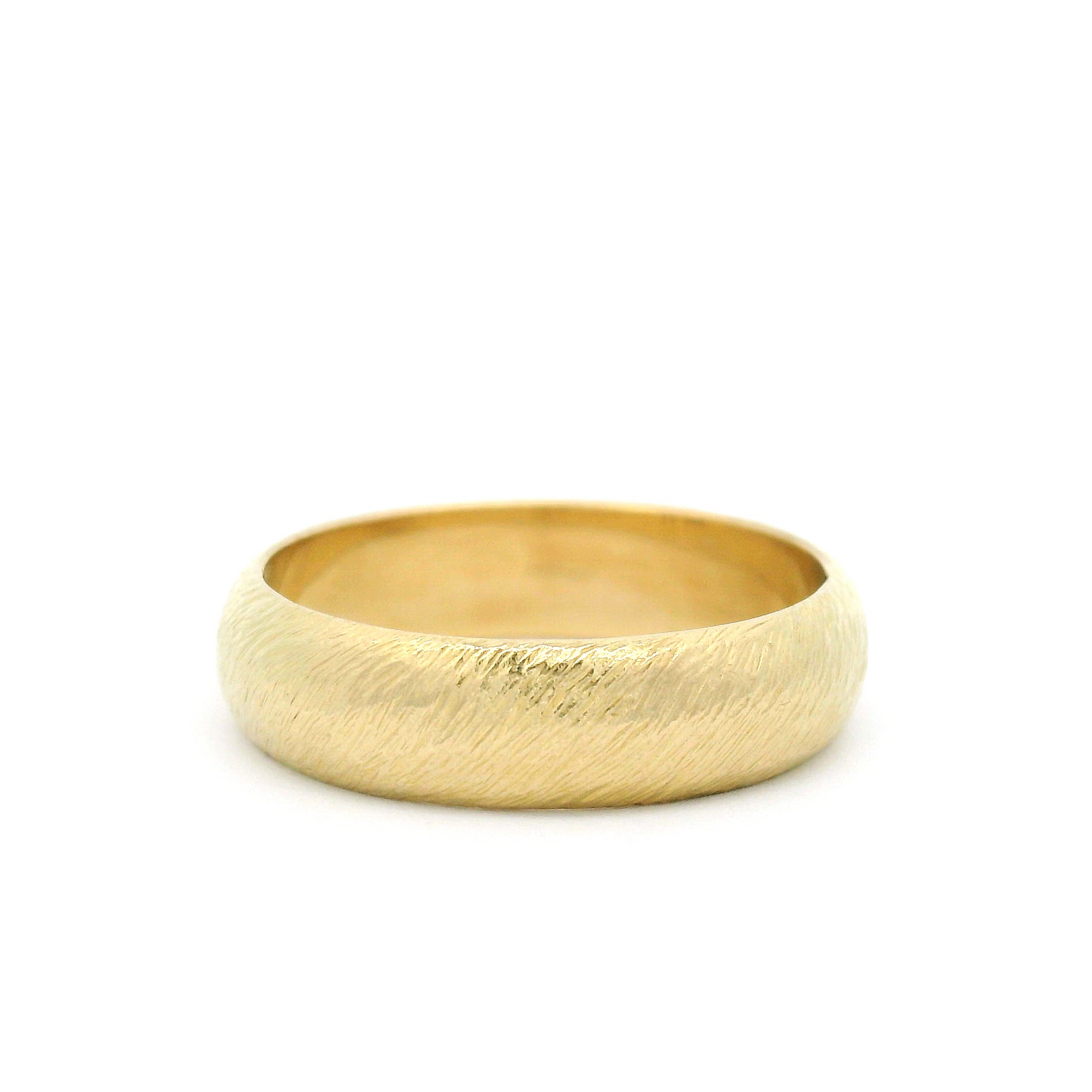 10k Yellow Textured Half-Round Wedding Band