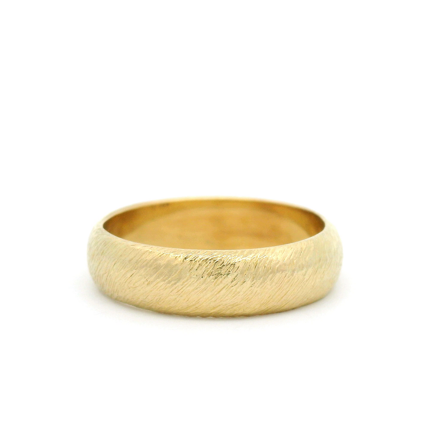 10k Yellow Textured Half-Round Wedding Band