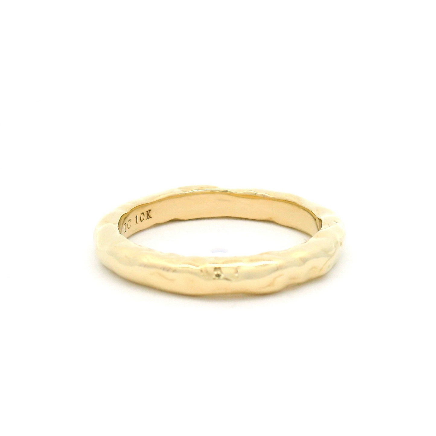 10k Yellow Sculpted 3mmm Wide Wedding Band