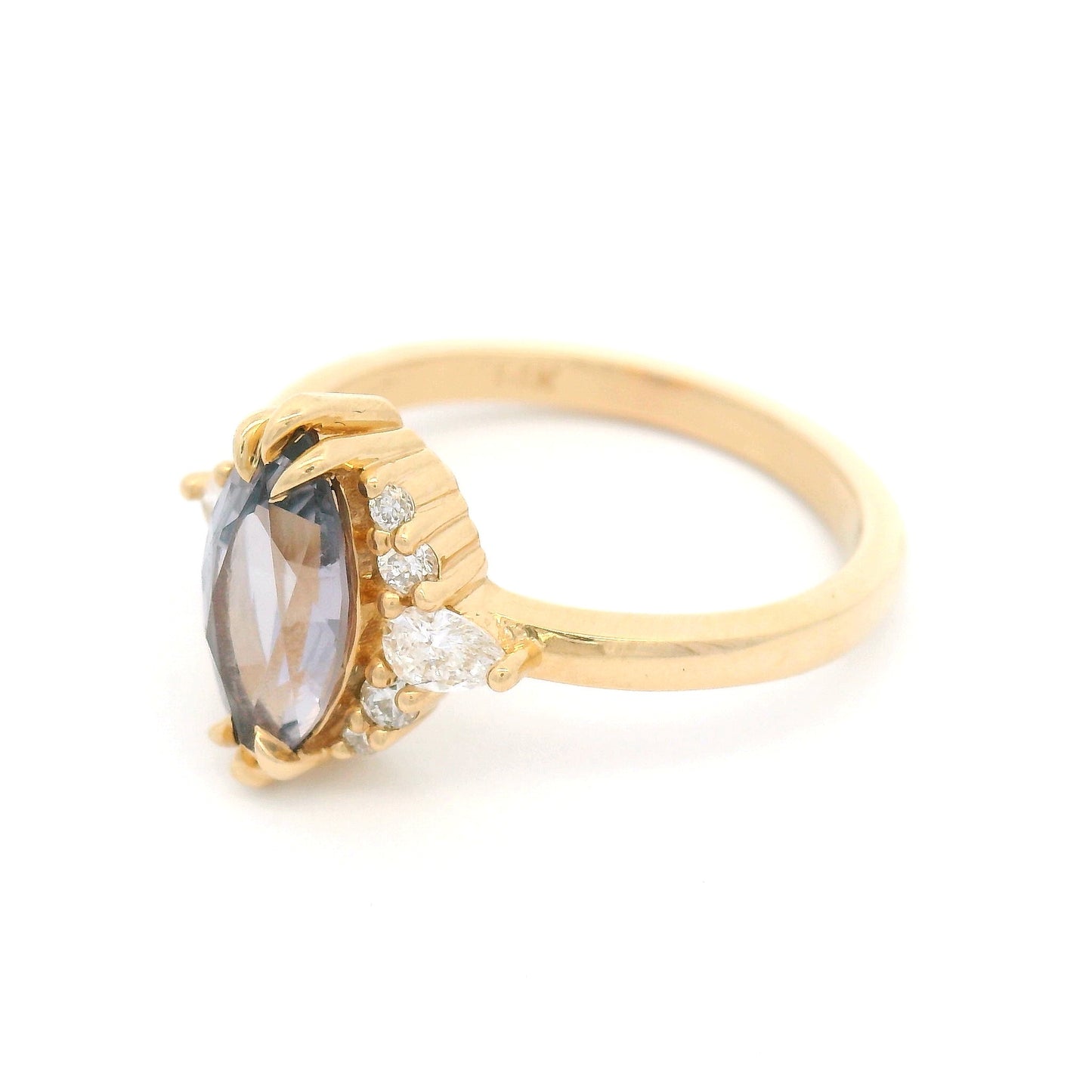 14k Yellow Ring with Natural 1.24ct Purple Sapphire and Accent Lab-Grown Diamonds