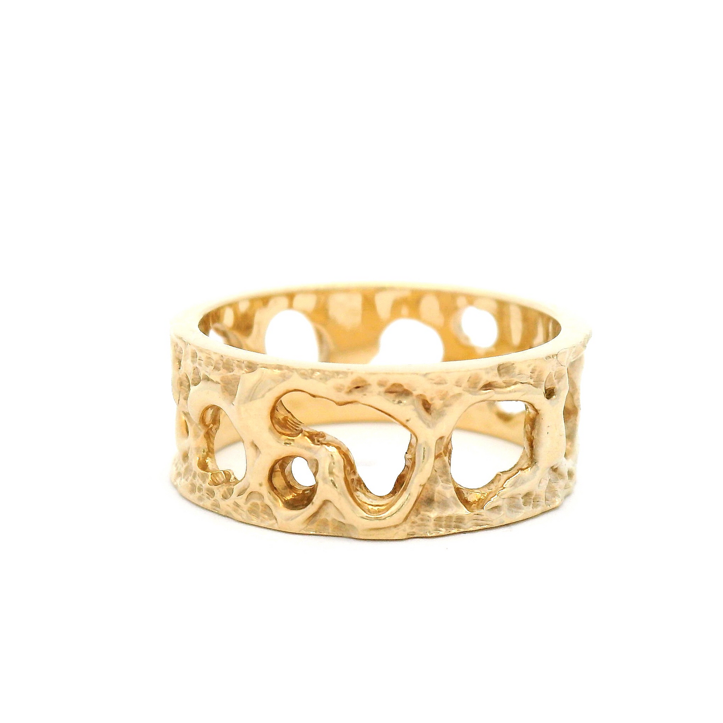 10k Yellow Gold Honeycomb Texture Wedding Band