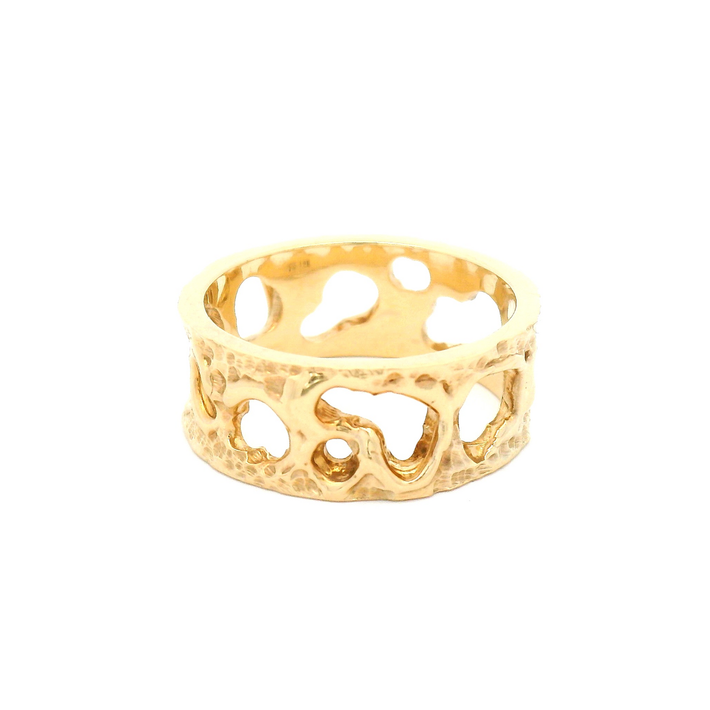 10k Yellow Gold Honeycomb Texture Wedding Band