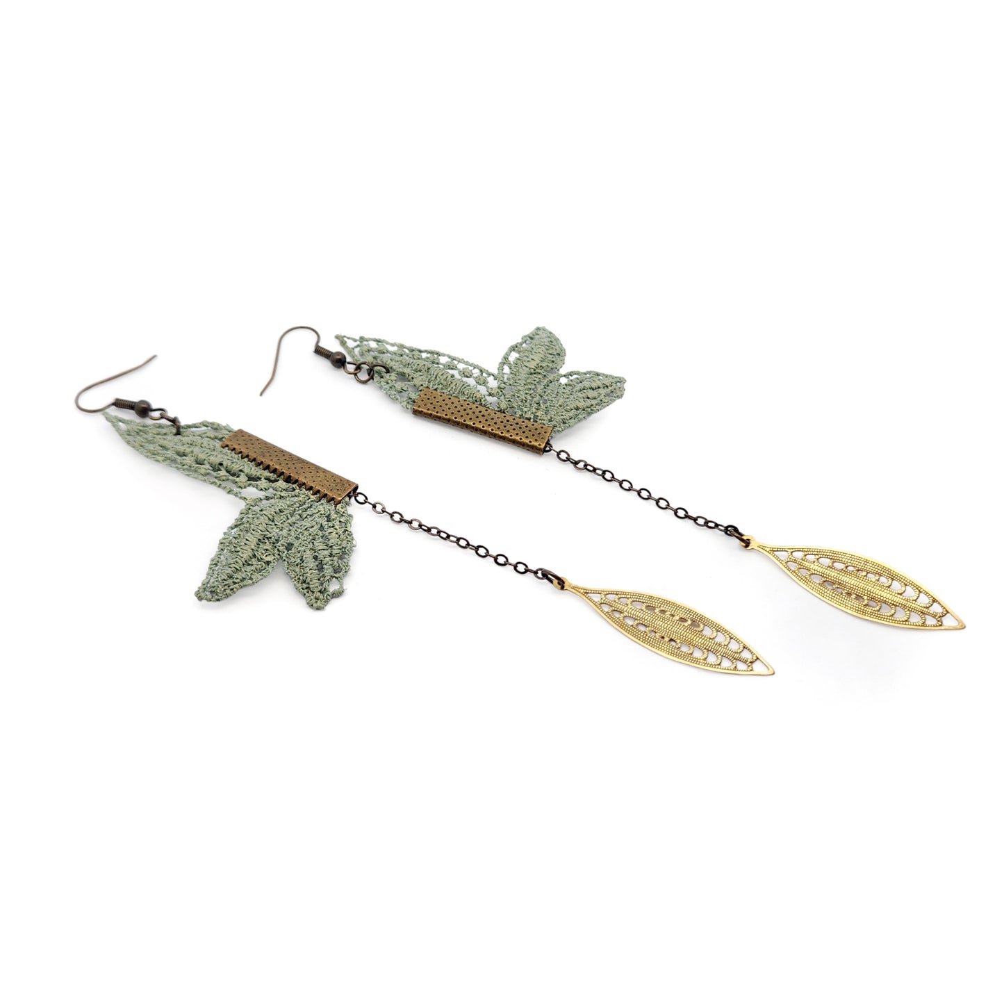 Floral Lace & Chain Earrings