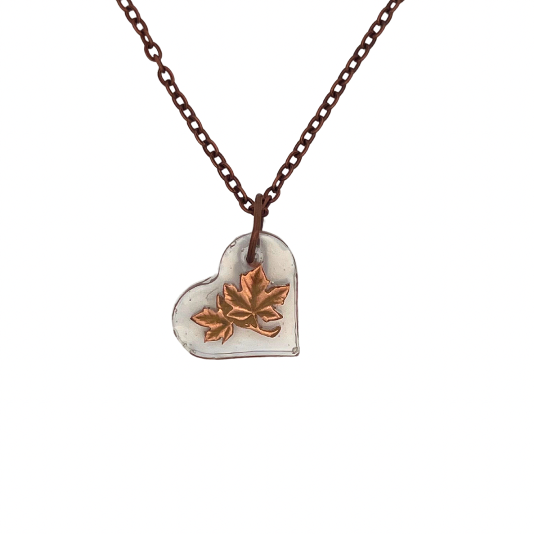 Canadian Penny In Resin Heart Necklace