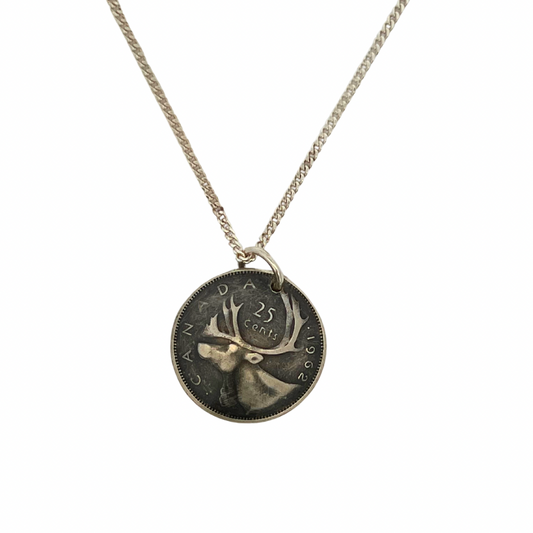 Canadian Quarter Coin Caribou Necklace