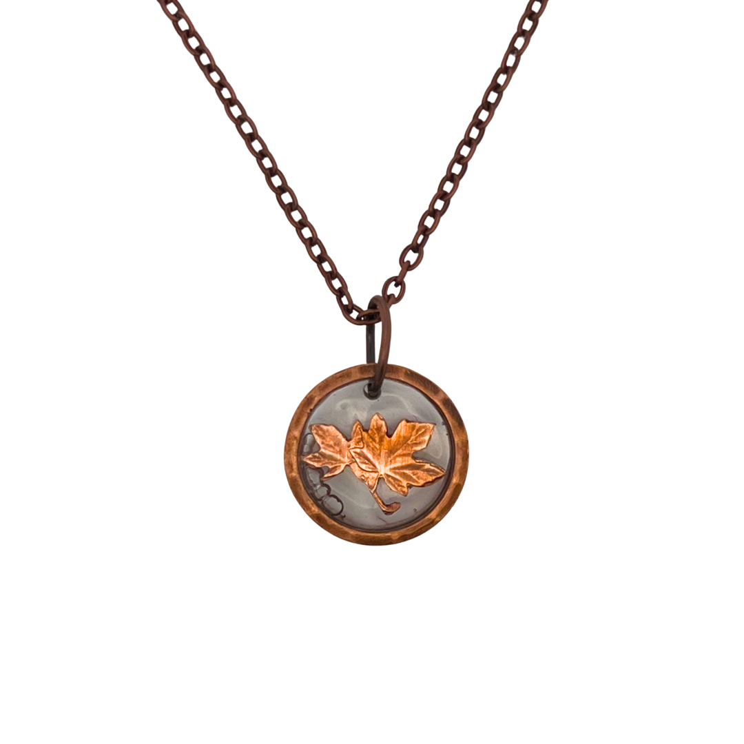 Canadian Penny Coin in Resin Necklace