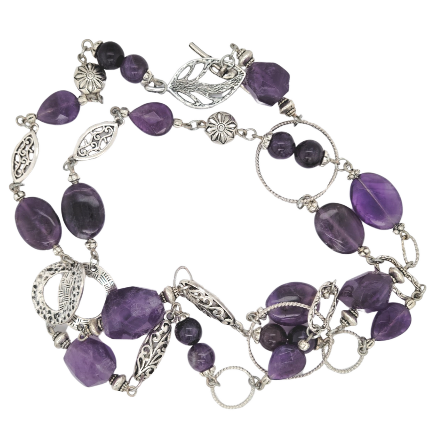 Beaded Dark Amethyst Necklace