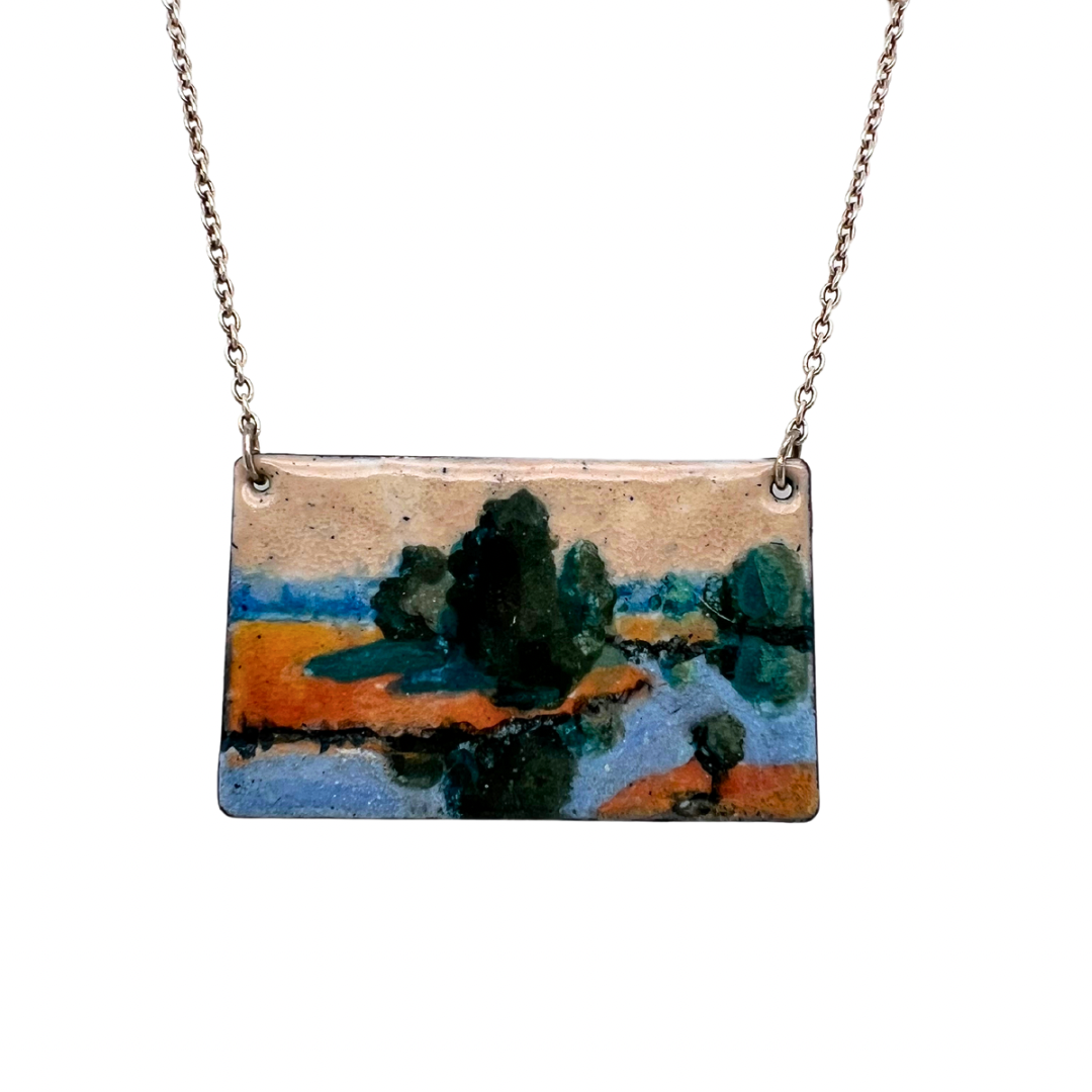 Painted Landscape Pendant