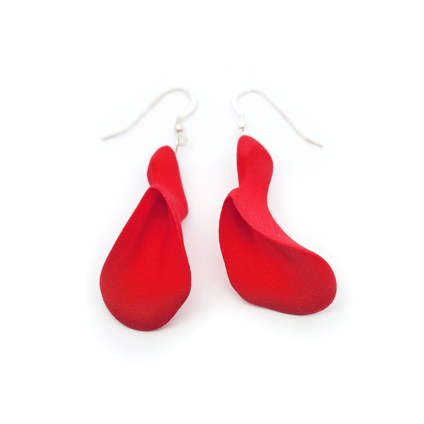Red Nylon Petal Earrings