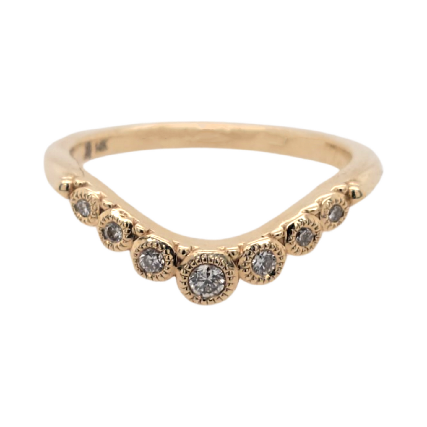 14k Yellow Seven Diamond Contour Band