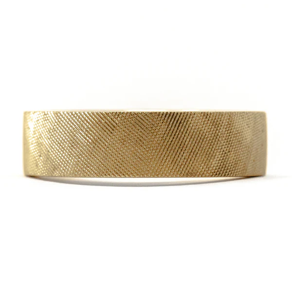 14k Yellow gold band with matte Florentine finish. Canadian.