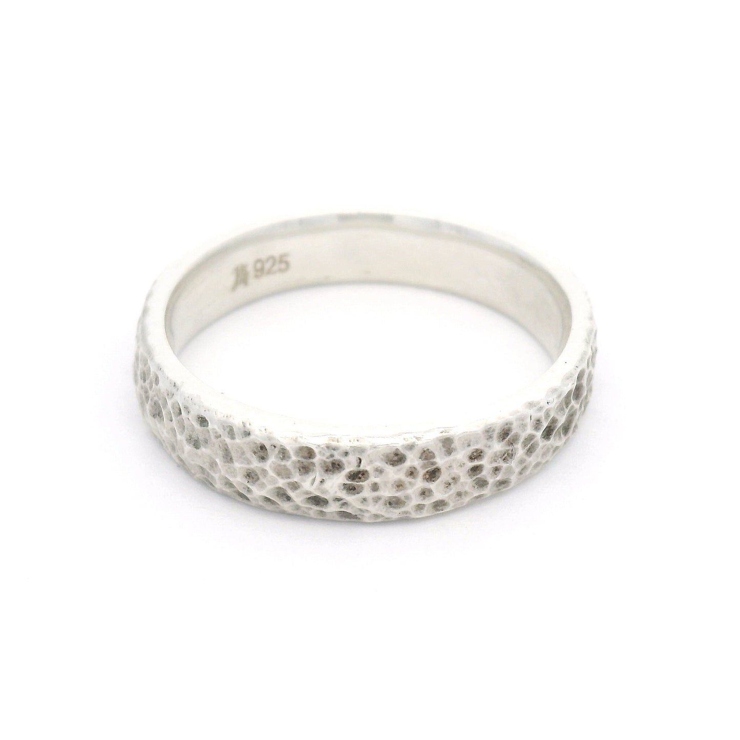 Sterling Silver Heavily Textured 4.5mm Wide Band