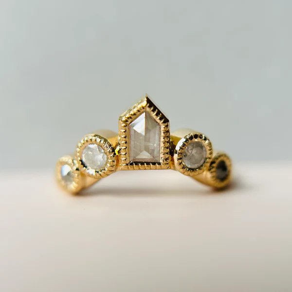 14k-yellow-gold-fancy-white-shield-cut-diamond-quintet-rosecut-contour-band-engagement-ring