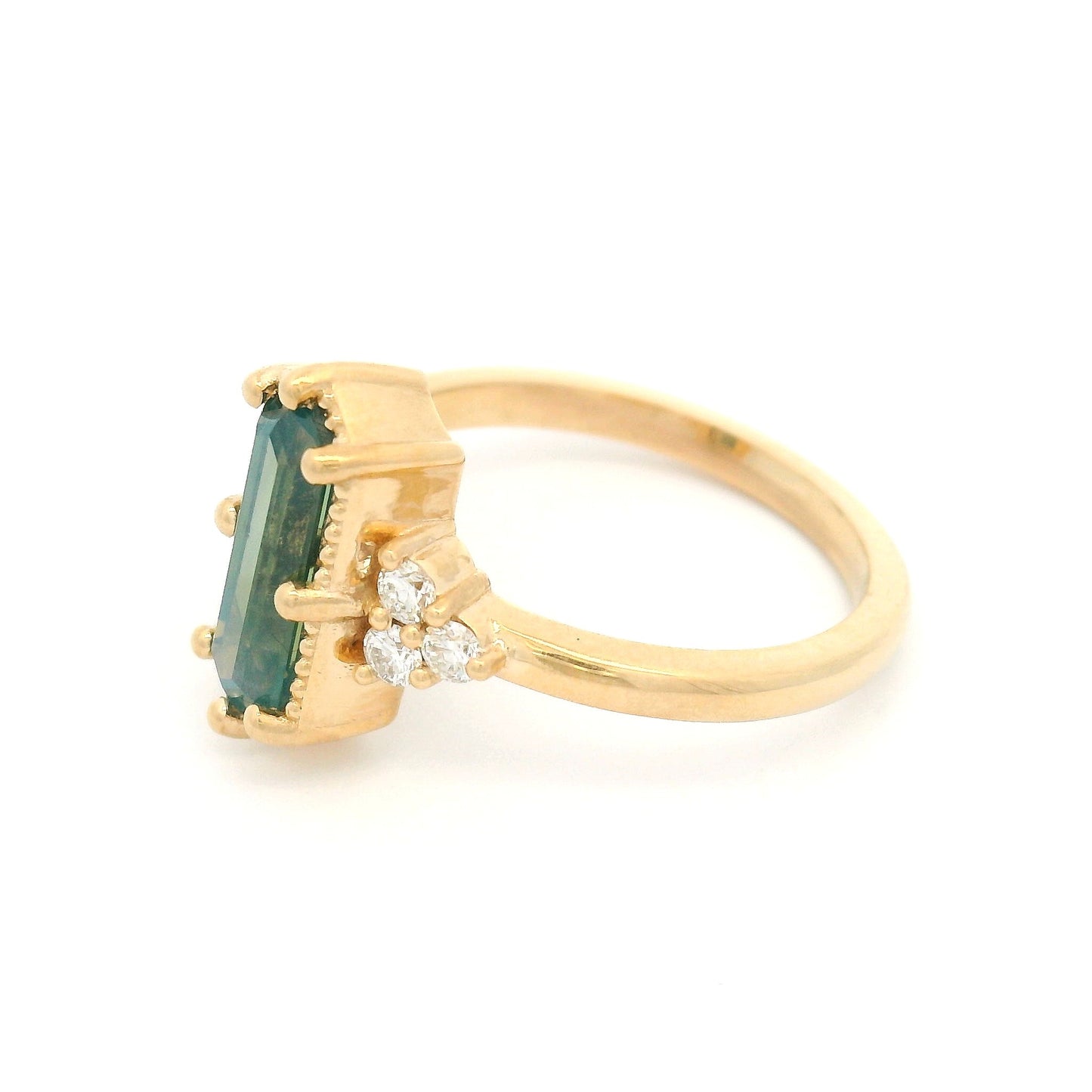14k Yellow Engagement Ring with Natural 1.53ct Parti Sapphire and Accent Diamonds