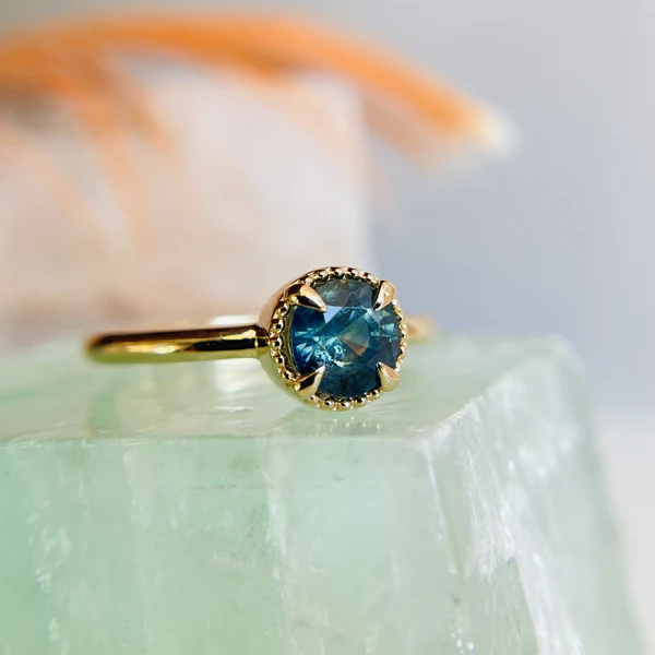 14k yellow gold teal solitaire engagement ring canadian toronto