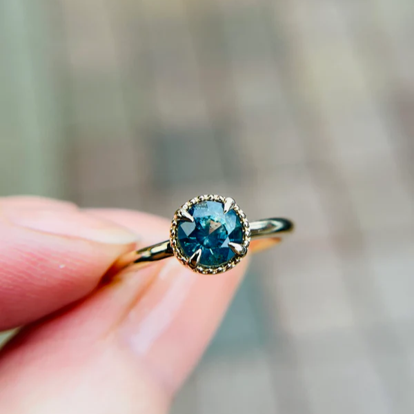 14k yellow gold teal solitaire engagement ring canadian toronto