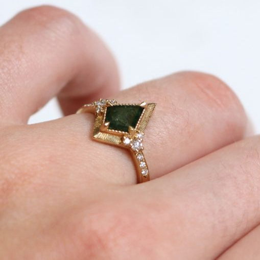 Alloway - Green Diamond Engagement Ring