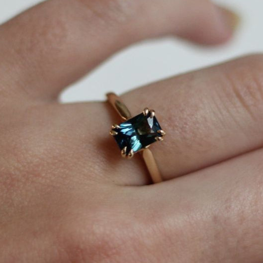 Bishop - Solitaire Teal Sapphire Engagement Ring