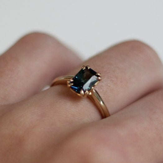 Bishop - Solitaire Teal Sapphire Engagement Ring
