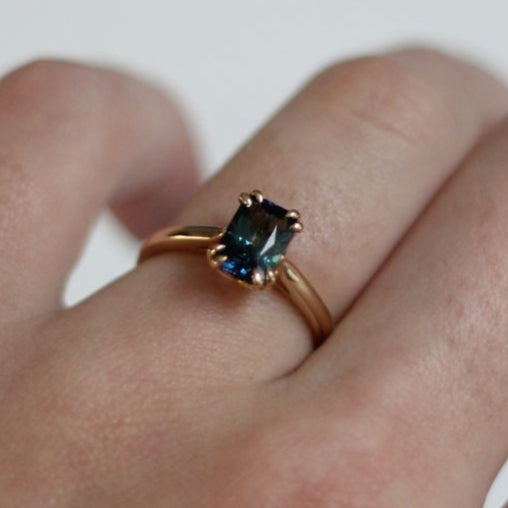 Bishop - Solitaire Teal Sapphire Engagement Ring