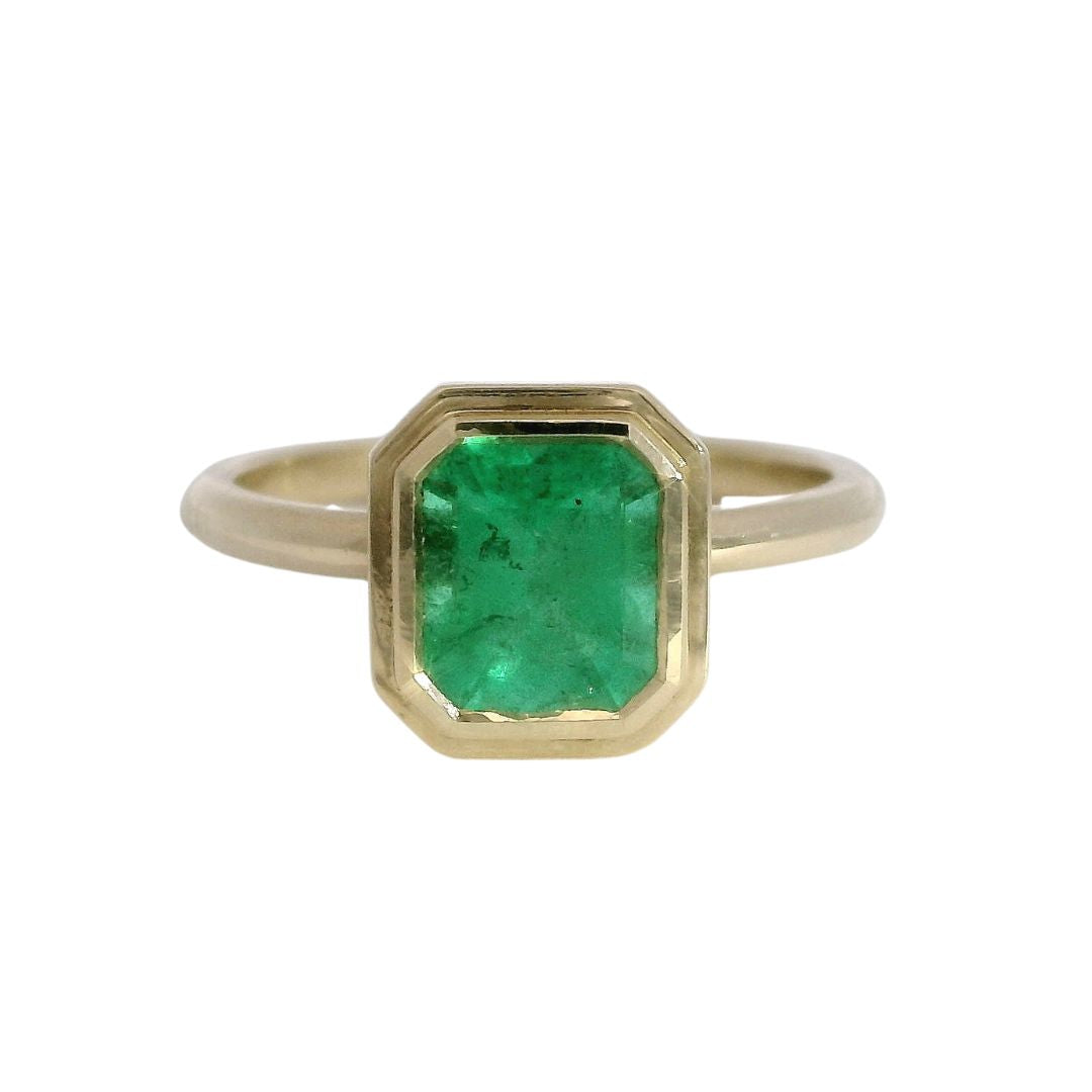 14k Yellow Bezel-Set Solitaire with 1.06ct Emerald
