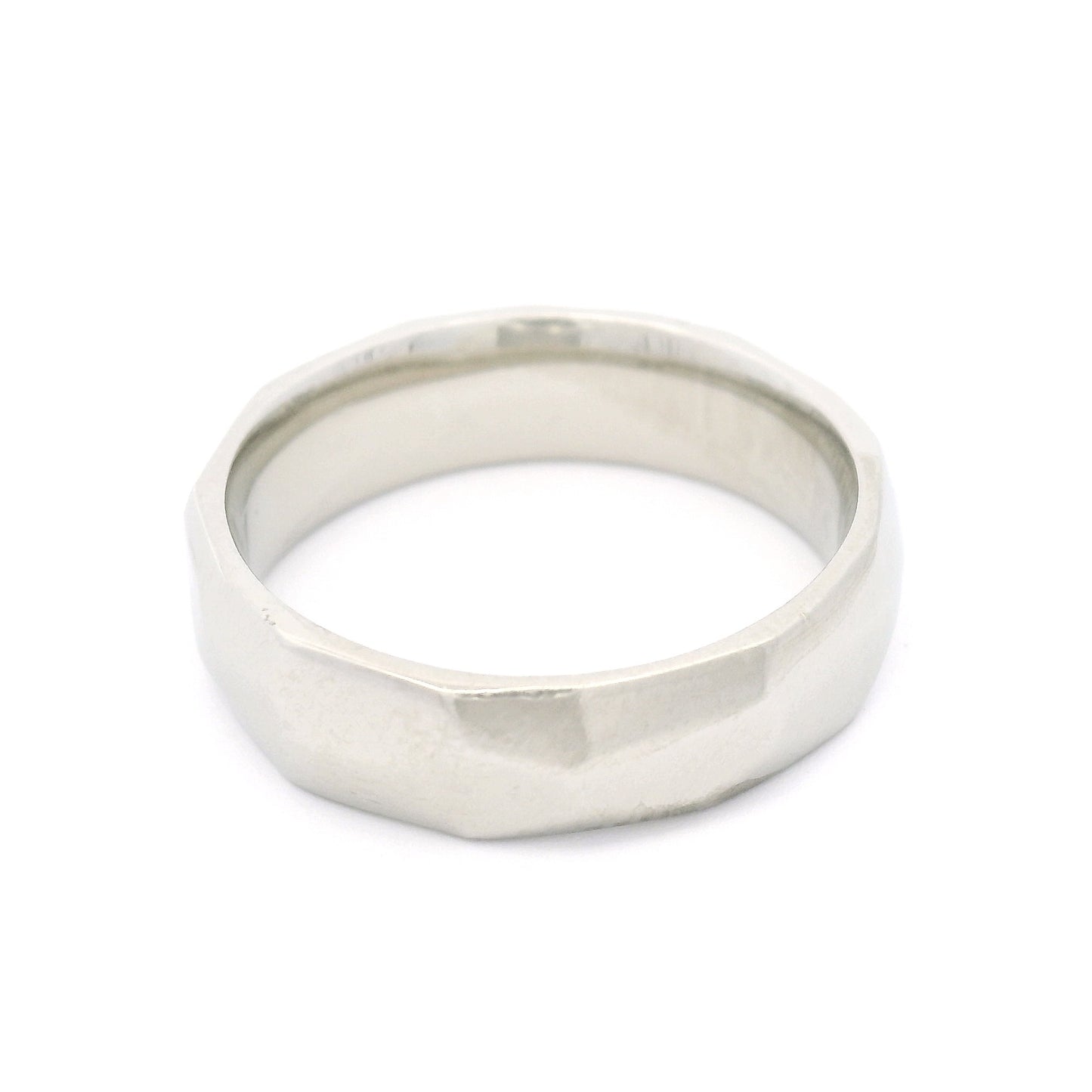 14k White 5.5mm Wide Soft-Dome Faceted Band