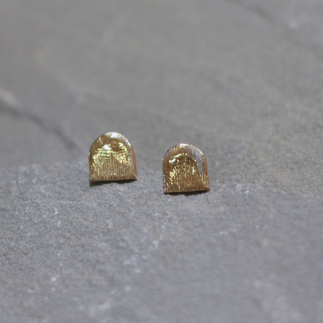 Gold Carved Half-Moon Studs