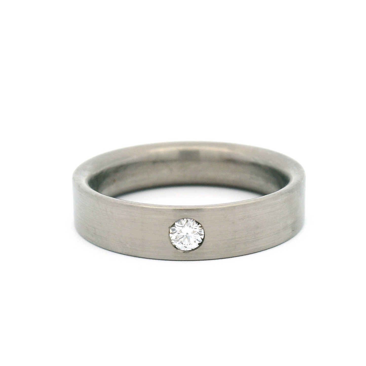Brushed Titanium Band with 0.10ct Diamond
