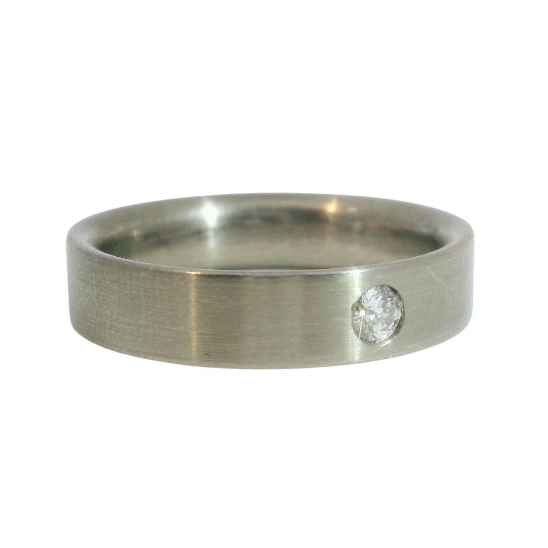 Brushed Titanium Band with 0.10ct Diamond