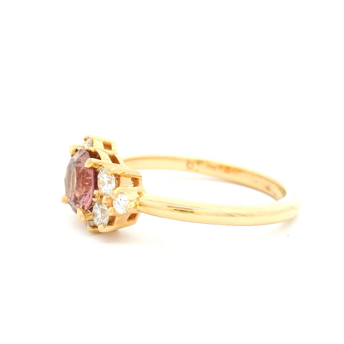 14k Yellow Ring with 0.91ct Dark Peach Sapphire and Accent Diamonds