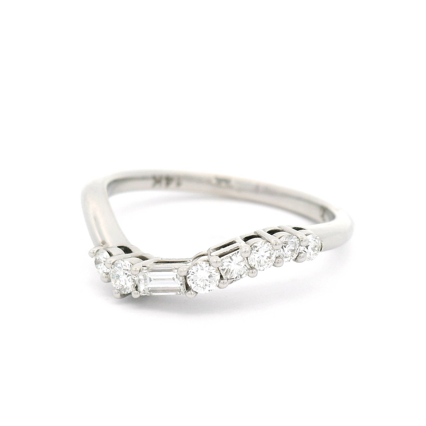 14k White Gold Asymmetrical Band with 0.29cts Mixed Cut Diamonds