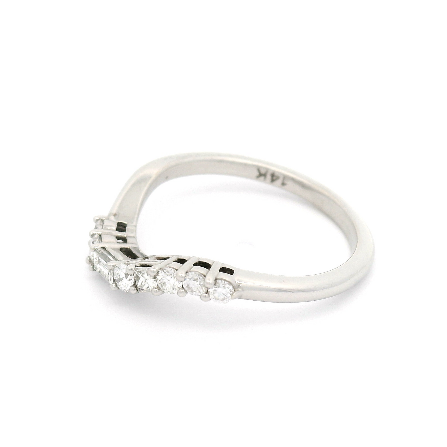 14k White Gold Asymmetrical Band with 0.29cts Mixed Cut Diamonds