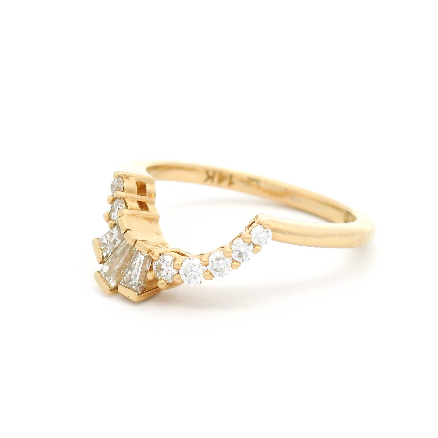 14k Yellow Gold Asymmetrical Band with 0.39cts Mixed Cut Diamonds