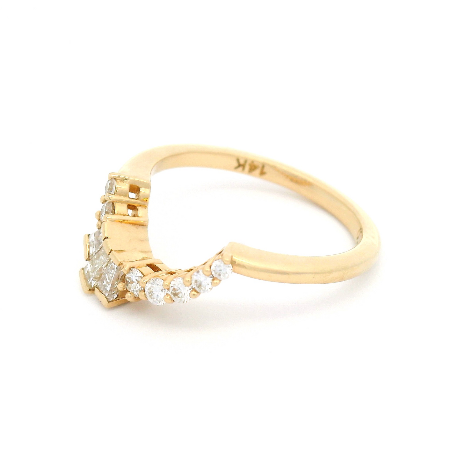 14k Yellow Gold Asymmetrical Band with 0.39cts Mixed Cut Diamonds