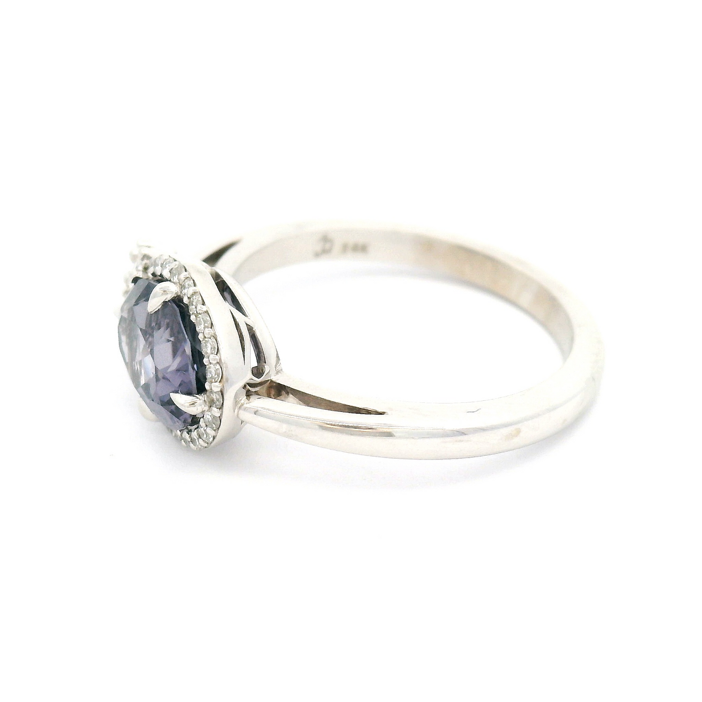 14k White Engagement Ring with 1.63ct Purple Spinel and Accent Diamonds