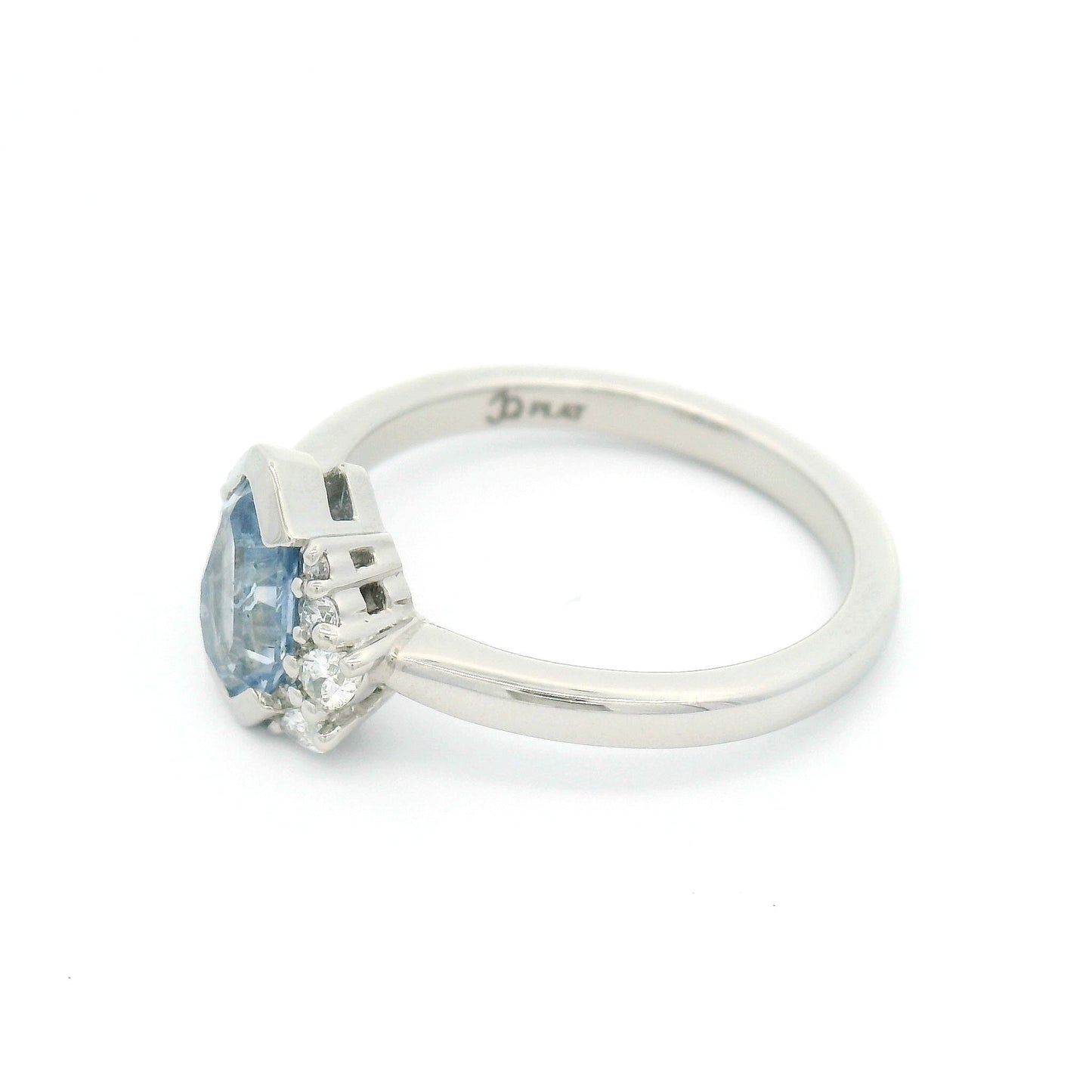 Platinum Engagement Ring with 1.17ct Blue Sapphire & Accent Diamonds