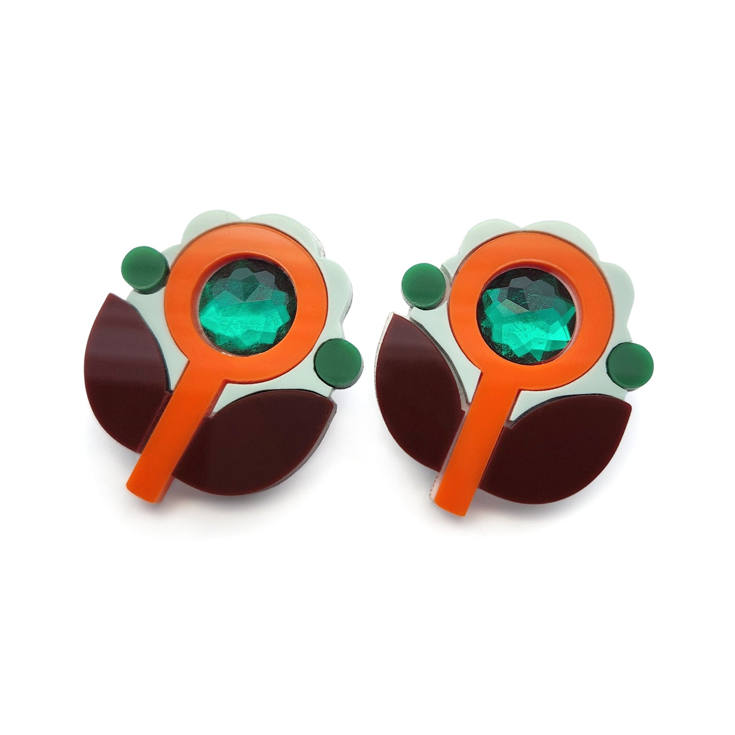 Orange & Brown Acrylic Bloom Earrings