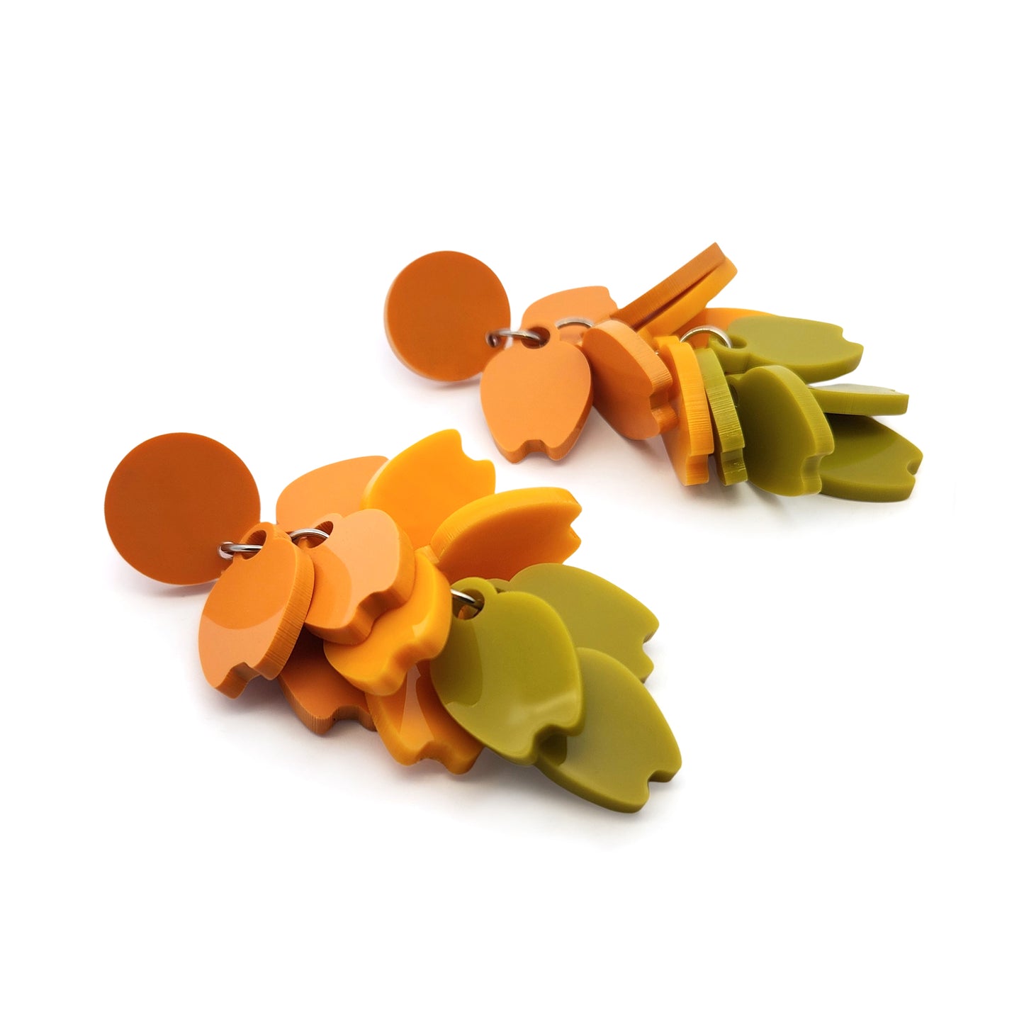 Yellow & Green Cascading Acrylic Petal Earrings