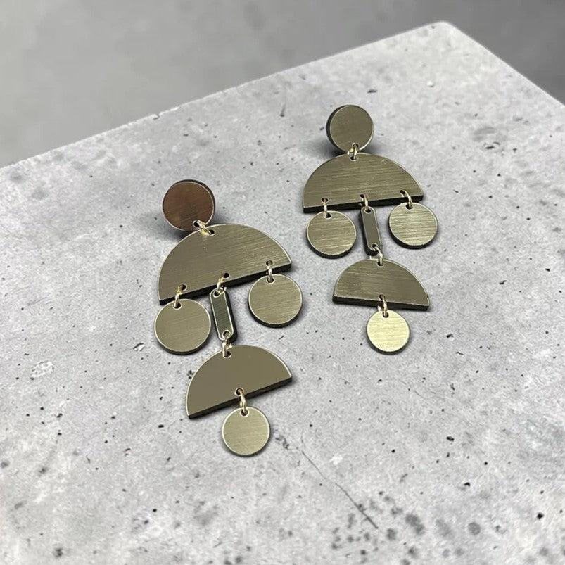 Gold Acrylic Arch Statement Earrings