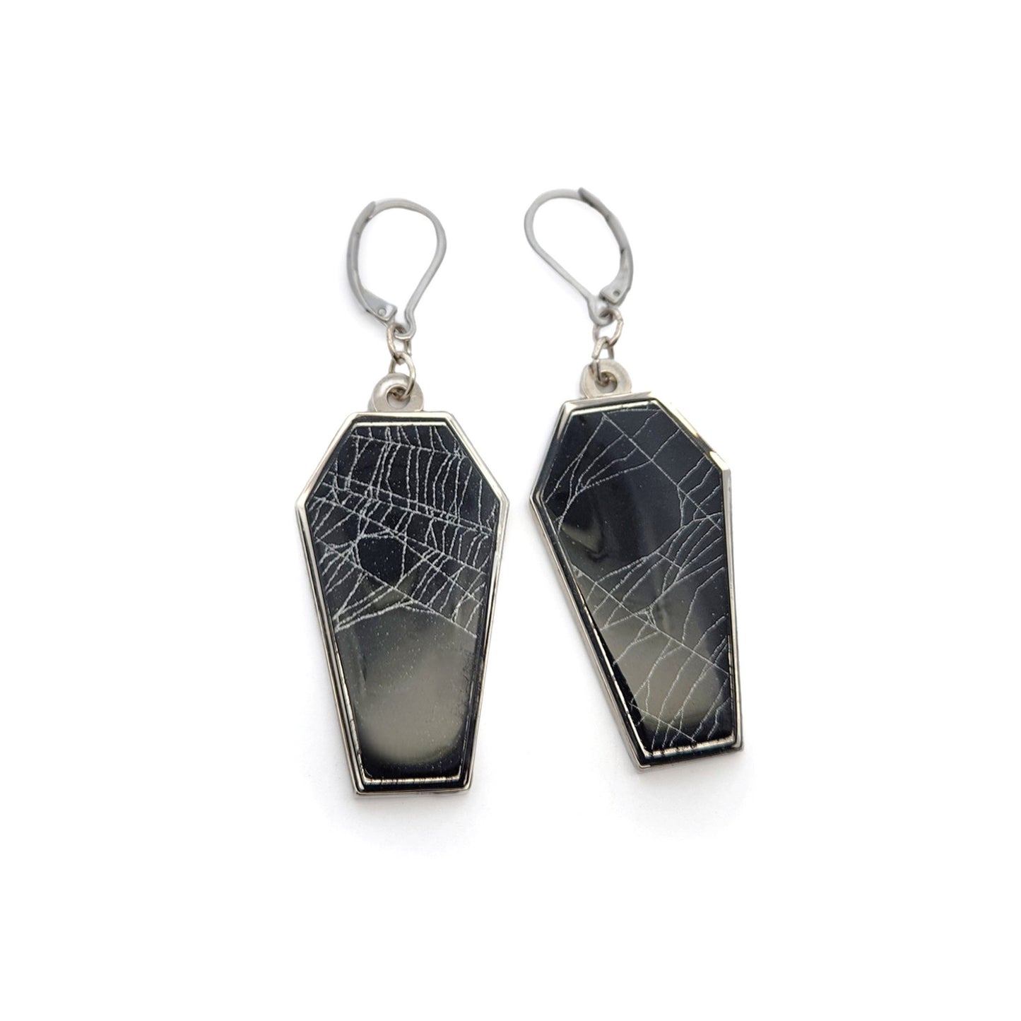 Spiderweb Coffin Earrings