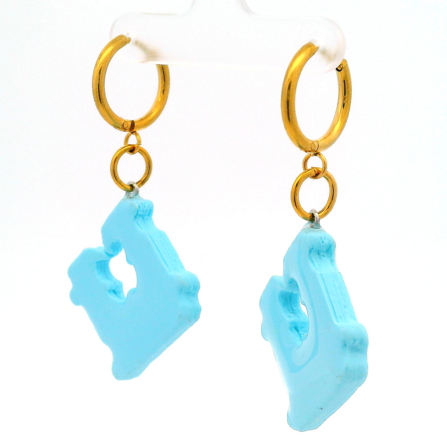 Handmade Blue Bread Tab Earrings