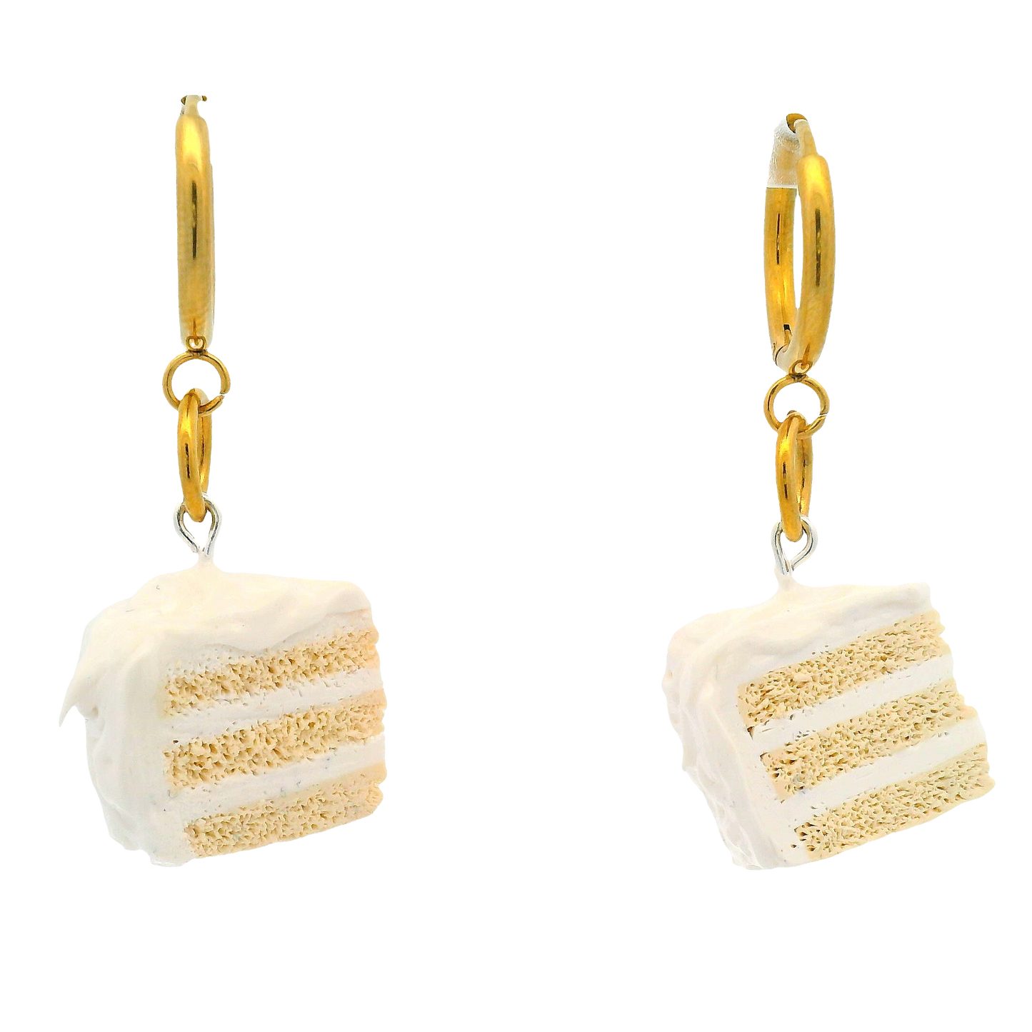 Handmade Vanilla Cake Slice Drop Earrings