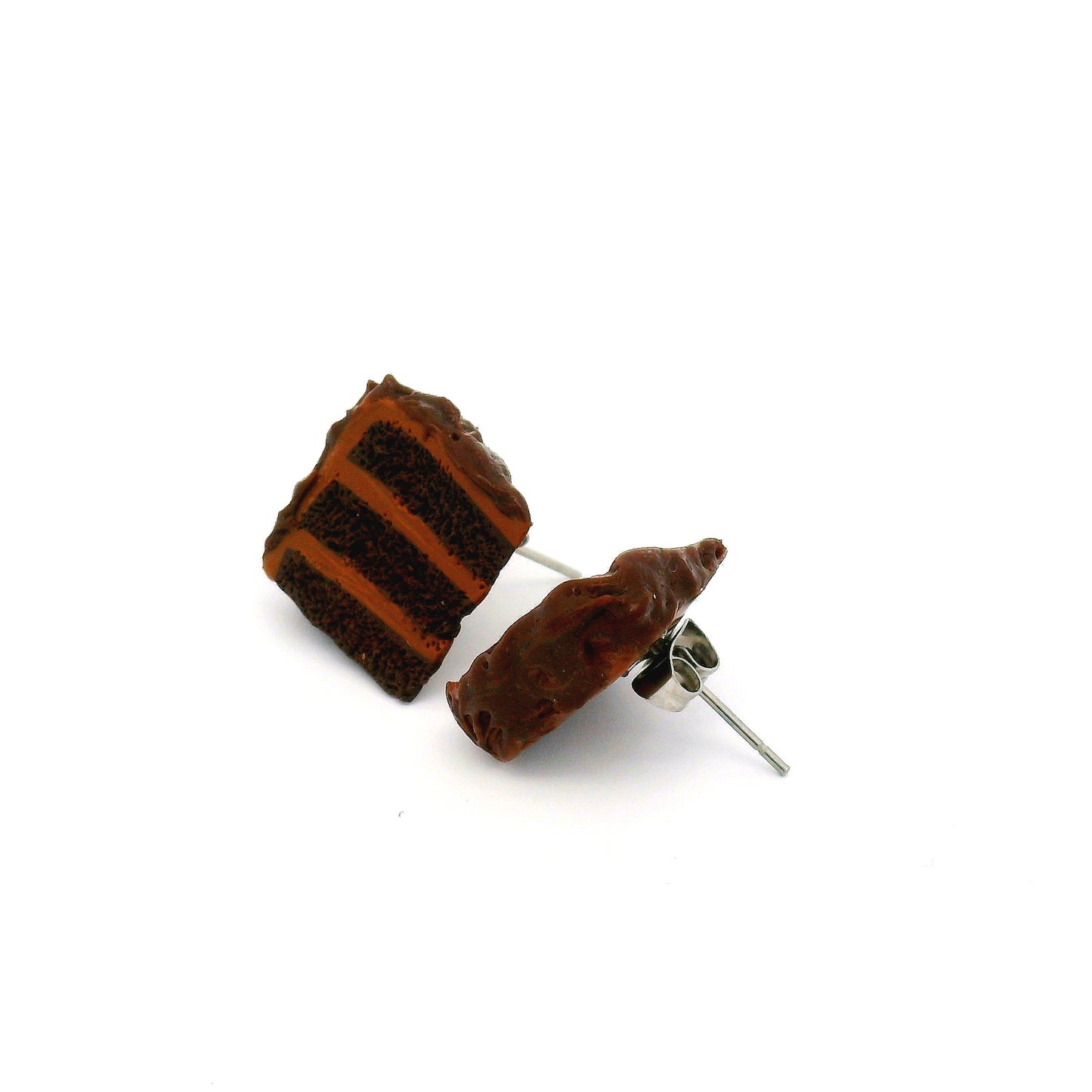 Handmade Chocolate Cake Slice Stud Earrings