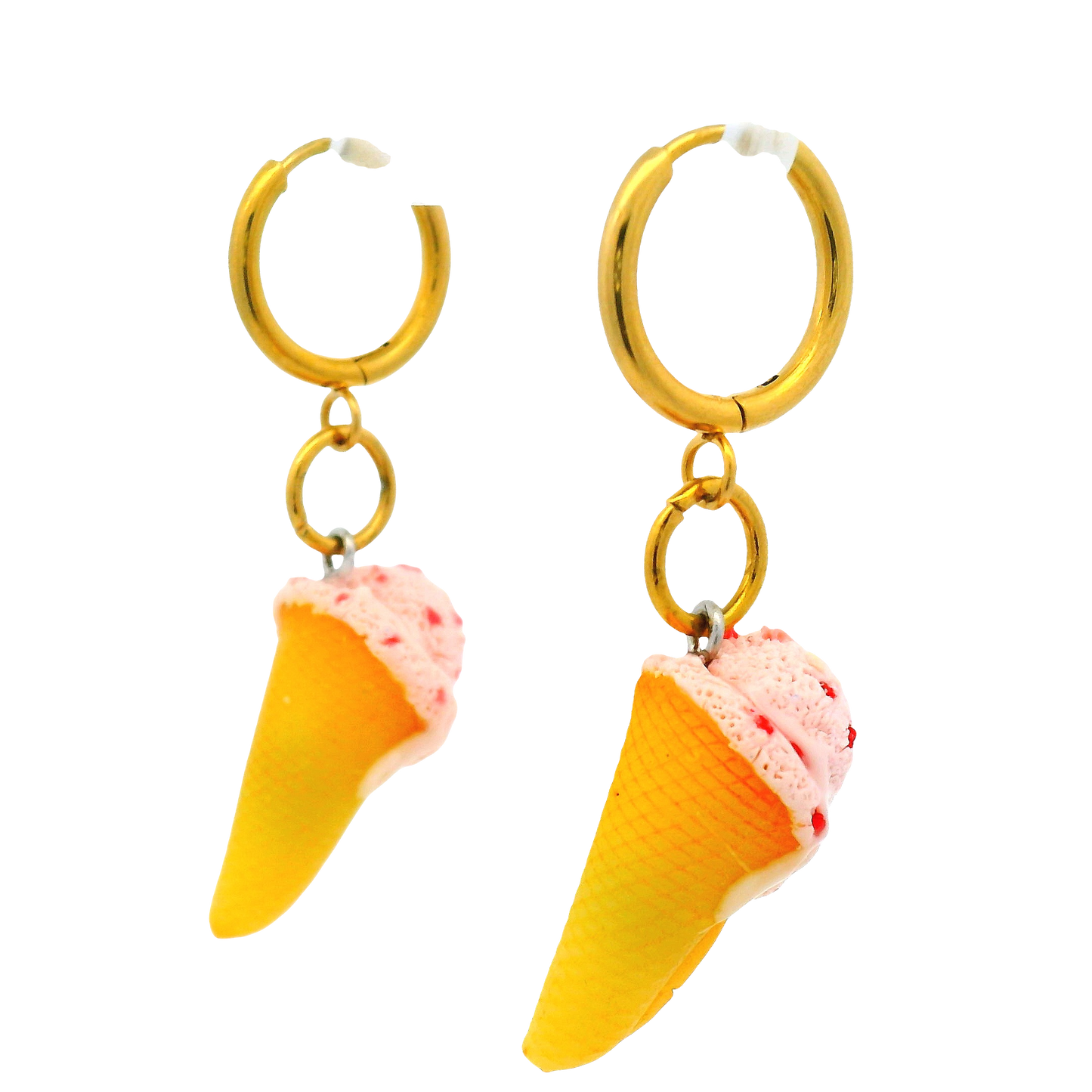 Handmade Strawberry Ice Cream Cone Earrings