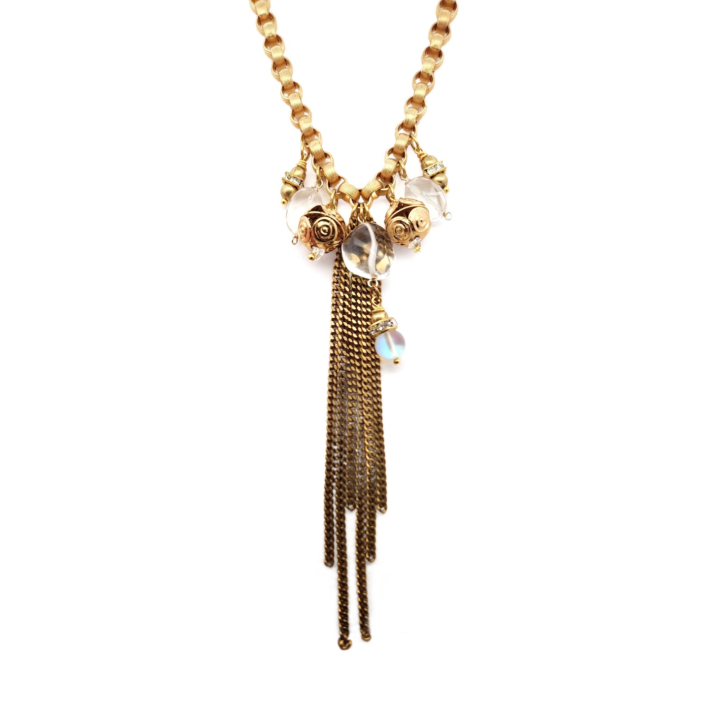 Brass Necklace with Cascading Chains