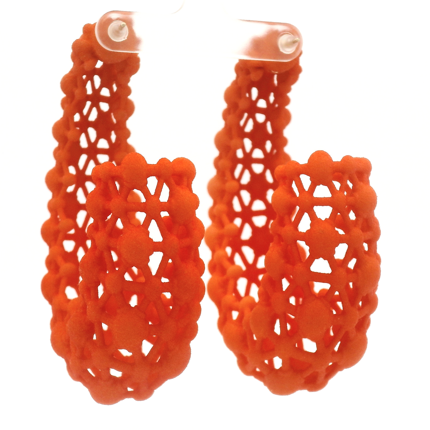 Big Orange Lace Hoop Earrings