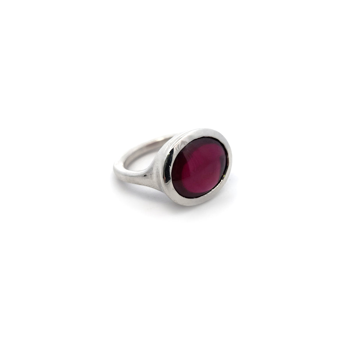 Sterling Silver Lab-Grown Ruby Bezel Ring
