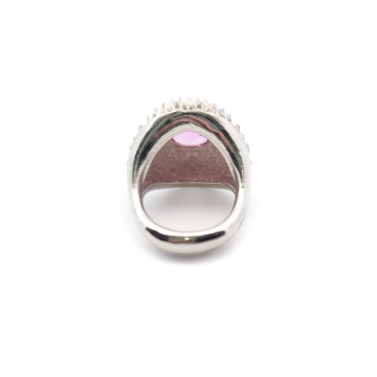 Sterling Silver Pink Sapphire Spiked Texture Ring