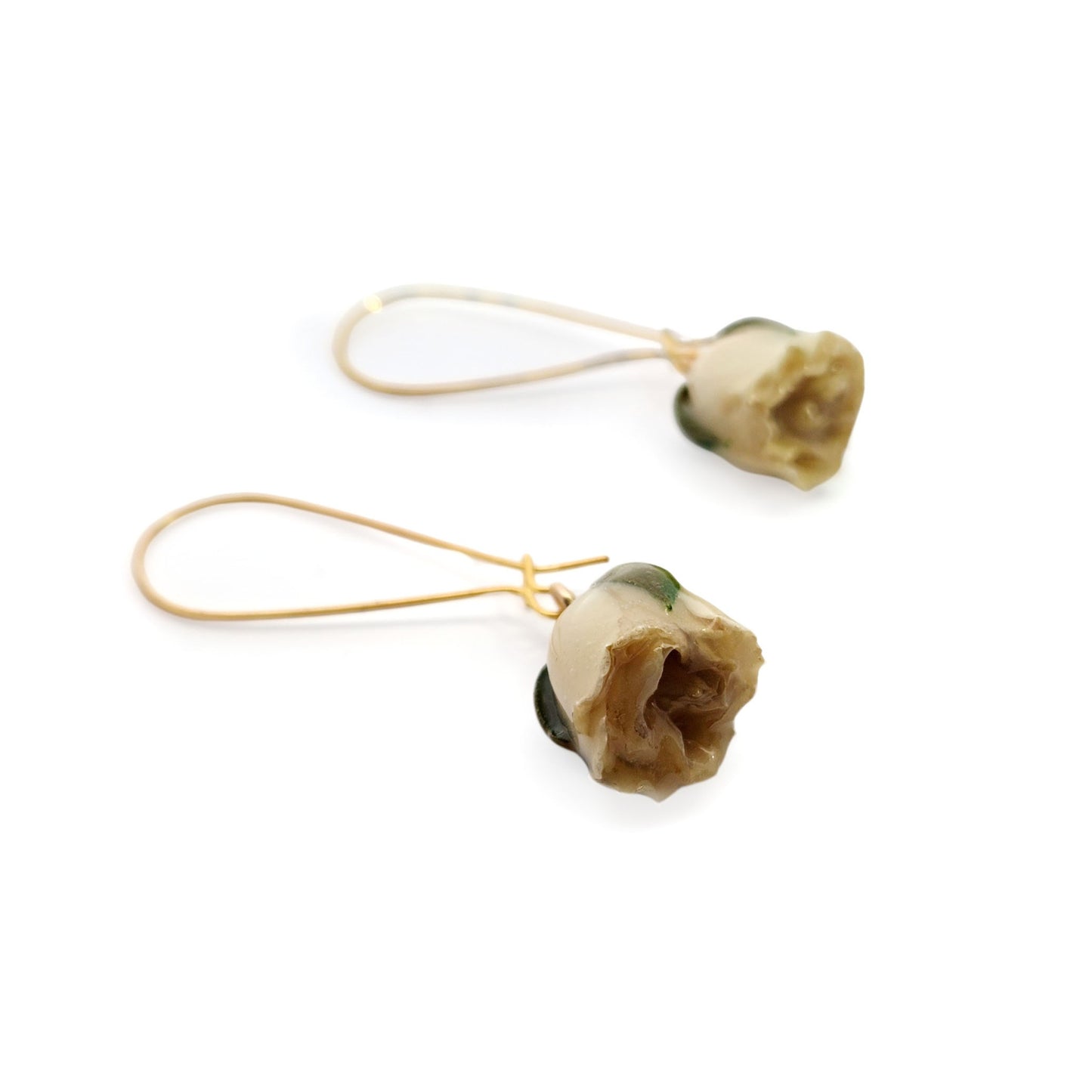 Medium Ivory Rose Drop Earrings