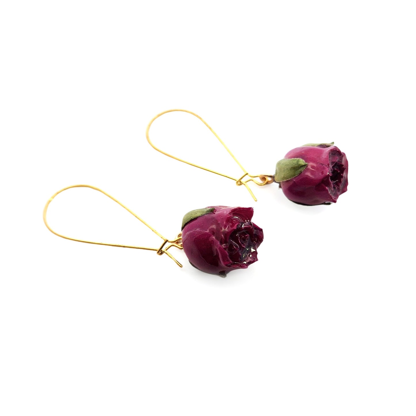 Medium Purple Rose Drop Earrings